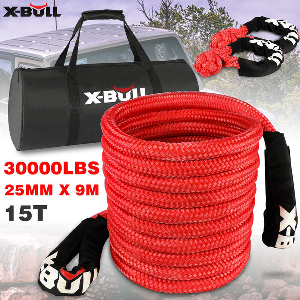 X-Bull Kinetic Rope 25Mm 9M Snatch Strap Recovery Kit Dyneema Tow Winch