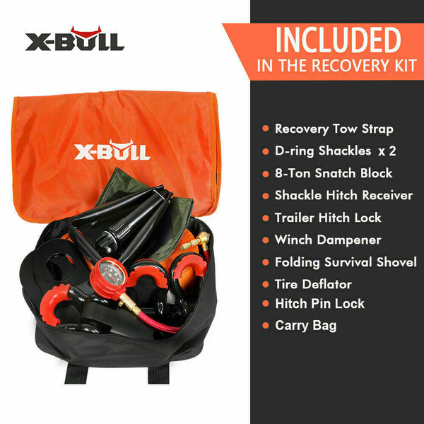 X X-Bull Winch Recovery Kit 11Pcs 4Wd 4X4 Pack Off Road Snatch Strap Essential