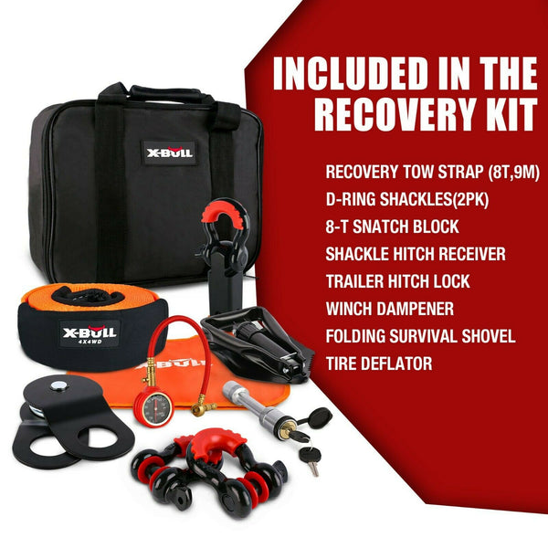 X Bull Winch Recovery Kit Tracks /Snatch Strap Off Road 4Wd Orange Recovery Tracks