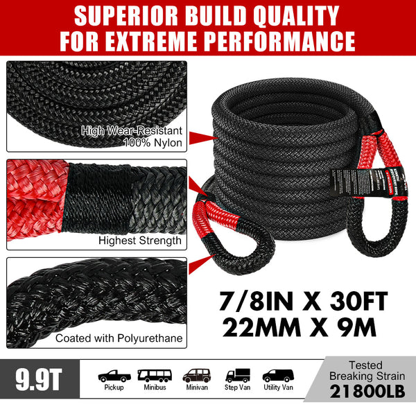 X Bull Recovery Kit 4X4 Off Road Kinetic Rope Snatch Strap Winch Damper 4Wd13pcs Tow Bars & Winches