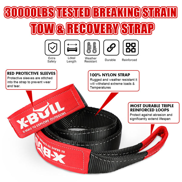 X Bull Recovery Kit 4X4 Off Road Kinetic Rope Snatch Strap Winch Damper 4Wd13pcs Tow Bars & Winches