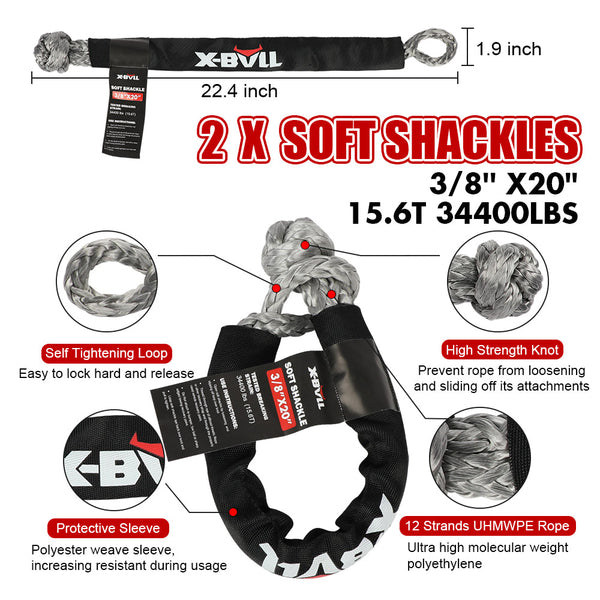 X-Bull Recovery Kit Kinetic Rope Snatch Strap / 2Pcs Tracks 4Wd Gen2.0