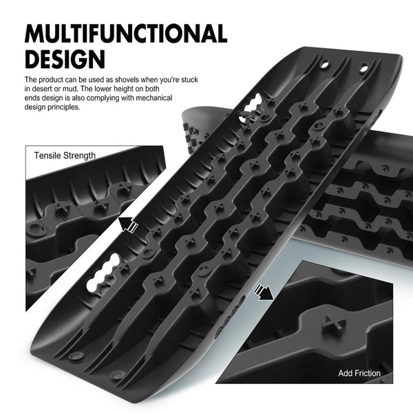 X-Bull Recovery Tracks Sand Trucks Offroad With 4Pcs Mounting Pins 4Wdgen 2.0 Black