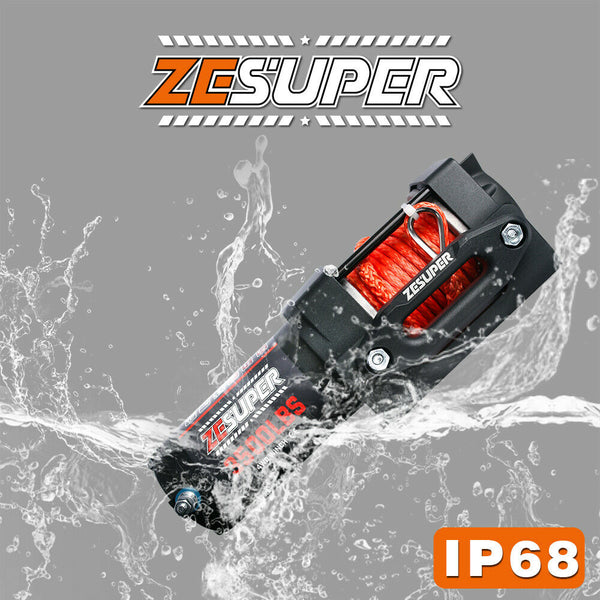 Zesuper 12V Winch 3500Lbs Electric Atv Synthetic Rope Trailer Boat Tow Bars & Winches
