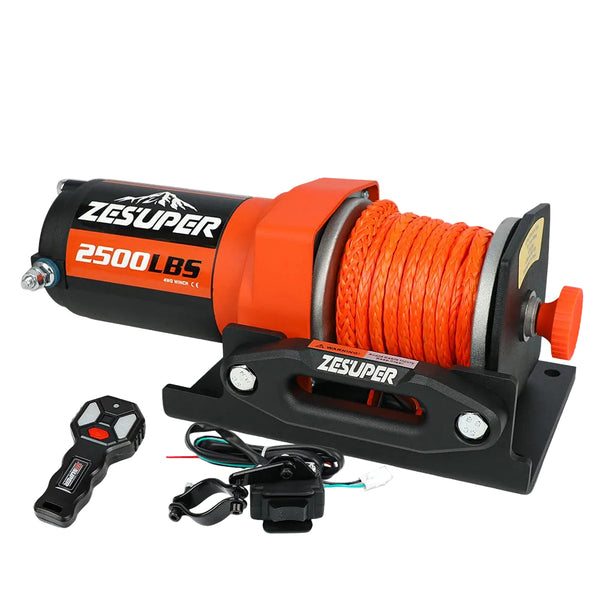 Zesuper 12V Electric Winch 2500Lbs Synthetic Rope Wireless Remote Atv Utv Boat Tow Bars & Winches