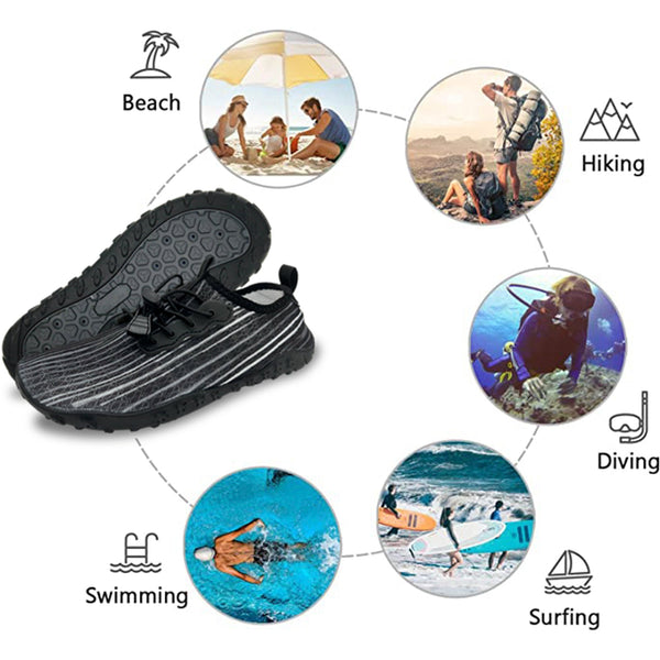 For Men And Women Soft Breathable Slip On Aqua Socks Swim Beach Pool Surf Yoga (Black Size Us 7) Water Shoes