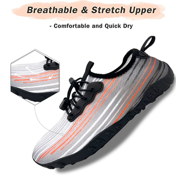 Water Shoes For Men And Women Soft Breathable Slip-On Aqua Socks Swim Beach Pool Surf Yoga (Grey Size Us 10.5)