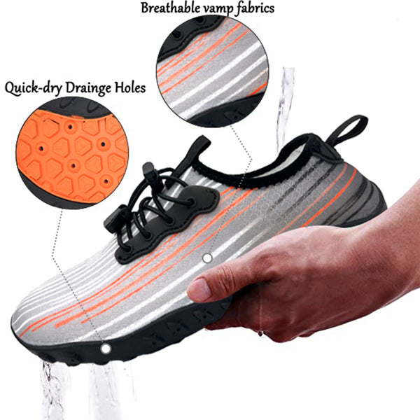 Water Shoes For Men And Women Soft Breathable Slip-On Aqua Socks Swim Beach Pool Surf Yoga (Grey Size Us 8.5)