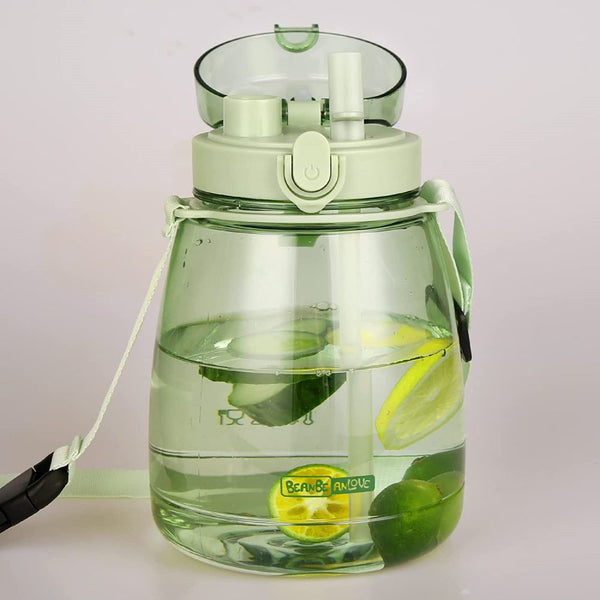 Clear Large Water Bottle Jug With Shoulder Strap Green Water Bottles & Vacuum Flasks