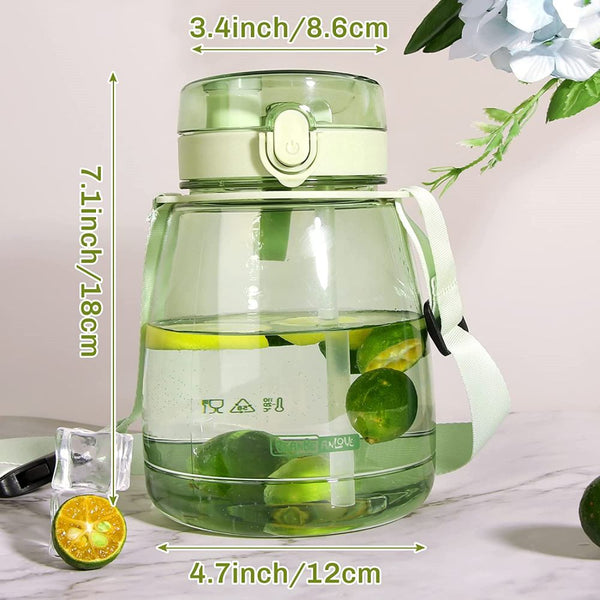 Clear Large Water Bottle Jug With Shoulder Strap Green Water Bottles & Vacuum Flasks
