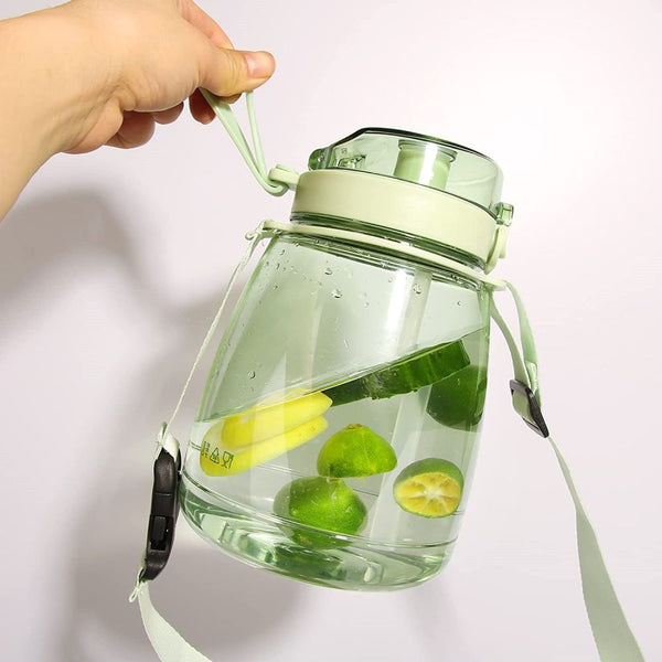 Clear Large Water Bottle Jug With Shoulder Strap Green Water Bottles & Vacuum Flasks