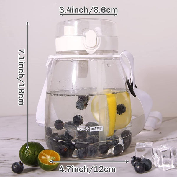 Clear Large Water Bottle Jug With Shoulder Strap White Water Bottles & Vacuum Flasks