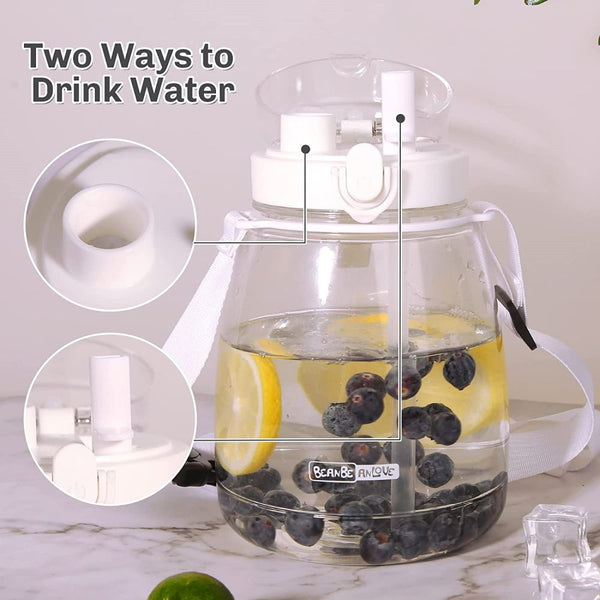 Clear Large Water Bottle Jug With Shoulder Strap White Water Bottles & Vacuum Flasks