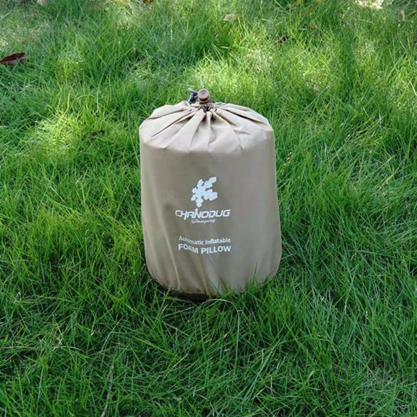 Self Inflating Camping Pillow With Ergonomic 3D Support Gold Pillows