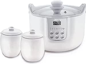 Joyoung White Porclain Slow Cooker 1.8L With 3 Ceramic Inner Containers