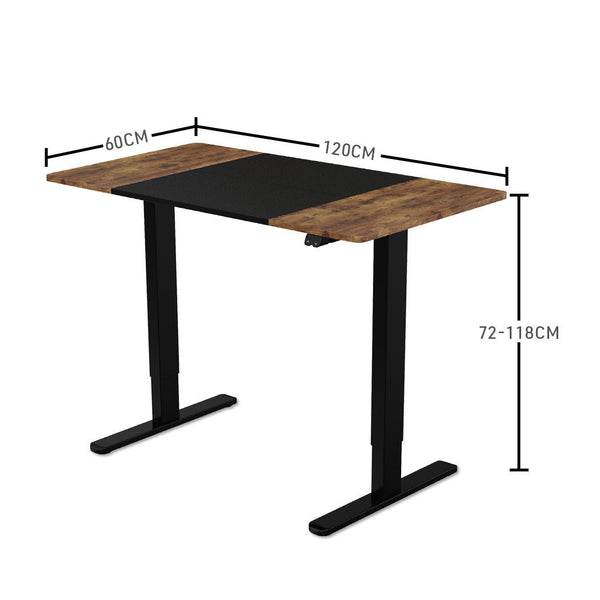 Standing Desks Fortia Sit To Stand Up Standing Desk 120X60cm 72 118Cm Electric Height Adjustable 70Kg Rated Oak Style/Black Frame