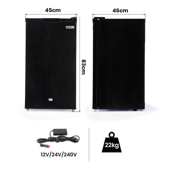 Gecko 95L Upright Fridge Freezer Camping Caravans Bar Fridges 12V/24V/240V Refrigerator Portable Fridges