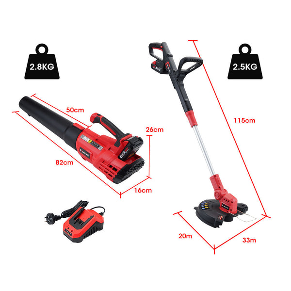 Baumr Ag Baumr Ag 20V Cordless Line Trimmer Electric Whipper Snipper & Leaf Blower Combo Kit Battery Charger String Trimmers
