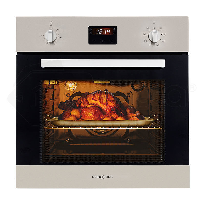 Eurochef 60Cm Stainless Electric Wall Oven 8 Function Built In Fan Forced Grill Touch Control Ovens