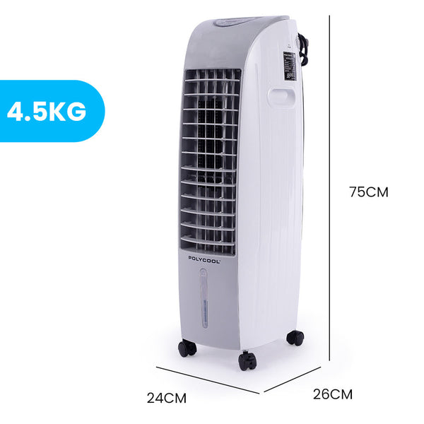 Polycool 6L Evaporative Air Cooler 24 Hour Timer In 1 Cooling Fan Portable Air Conditioners