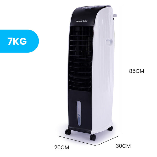 Polycool 8L Evaporative Air Cooler 24 Hour Timer In 1 Cooling Fan Portable Air Conditioners