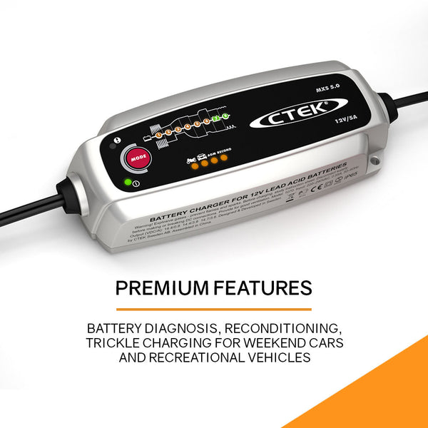 Ctek Mxs 5.0 12V Amp Smart Battery Charger And Cooler Bag Combo