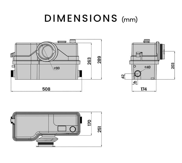 Other Building Materials Protege Macerator Pump 800W Commercial 4 Inlet For P Trap Toilet Upflush Heavy Duty