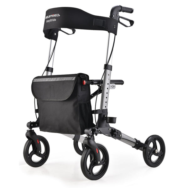 Walkers & Canes Equipmed Foldable Aluminium Walking Frame Rollator With Bag And Seat Silver