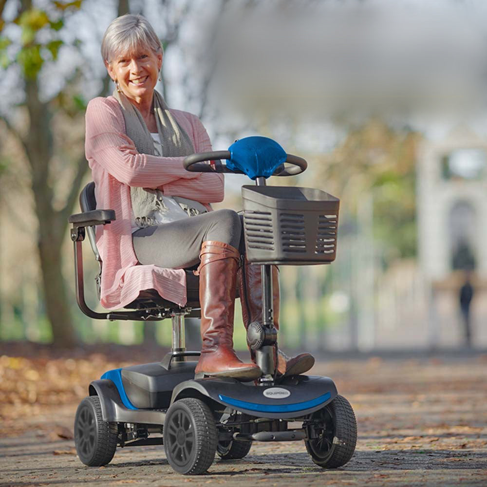 Equipmed Electric Mobility Scooter Portable Folding For Elderly Older Adult Smartrider Black & Blue Mobility Scooters