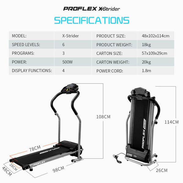 Proflex Mini Walking Electric Treadmill Compact Exercise Machine Fitness Equipment Treadmills