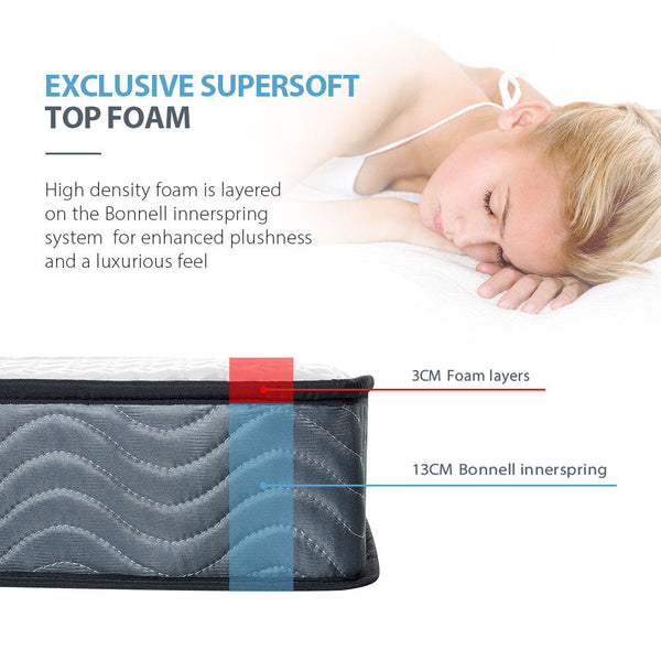 Slumber Mattress Double Bed Size Bonnell Spring Bedding Firm Foam Top 16Cm