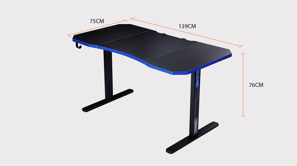 Overdrive Gaming Desk 139Cm Pc Table Computer Setup Carbon Fiber Style Black