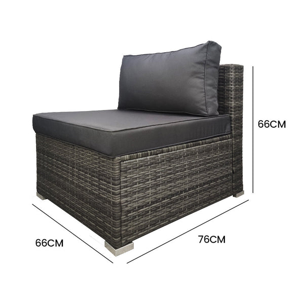 Rattan 1 Seater Outdoor Sofa Modular Lounge Chair Grey Patio Chairs