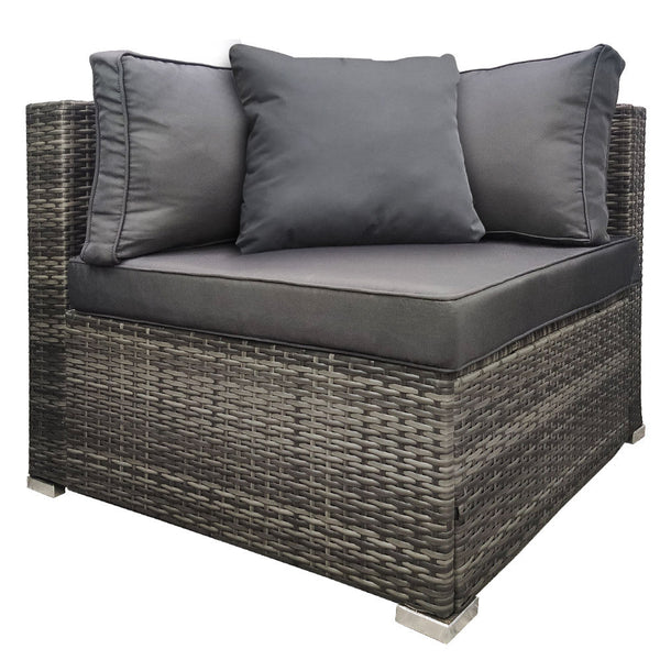 Rattan 1 Seater Outdoor Corner Modular Lounge Chair Grey Patio Chairs