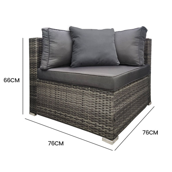 Rattan 1 Seater Outdoor Corner Modular Lounge Chair Grey Patio Chairs