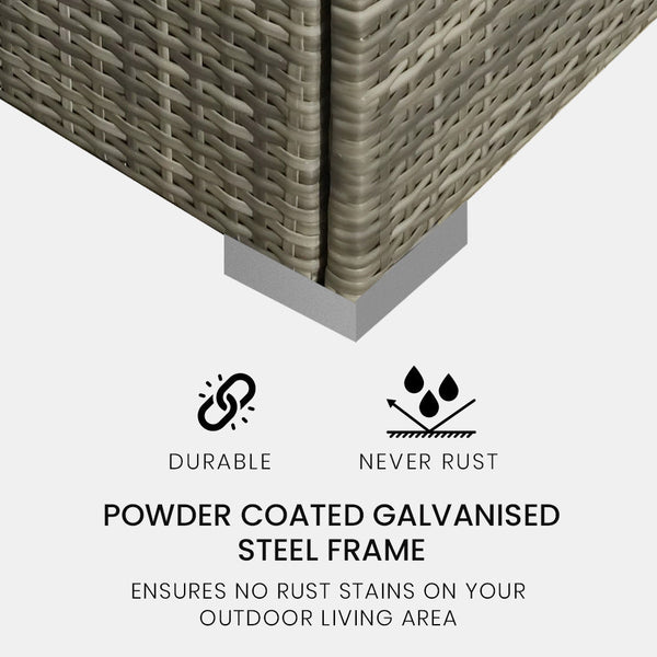 Rattan 1 Seater Outdoor Modular Wicker Lounge Furniture Grey Ottomans Footstools & Poufs