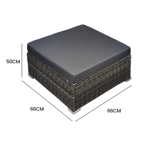 Rattan 1 Seater Outdoor Modular Wicker Lounge Furniture Grey Ottomans Footstools & Poufs