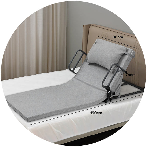 Equipmed Electric Adjustable Bed Backrest German Engineered Power Lifting Support With Remote Control Full Length Grey Electric Blankets