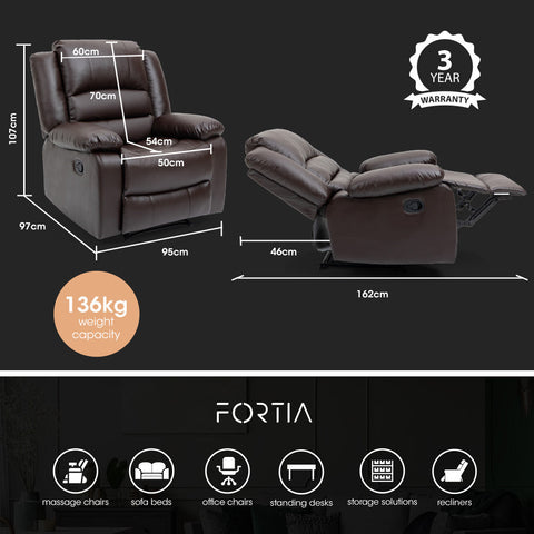 Fortia Elderly-Friendly Luxury Recliner Chair Brown
