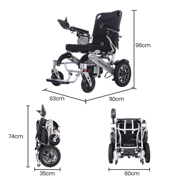 Equipmed Electric Folding Wheelchair Motorised 2X250w Long Range Power Mobility Scooter Lightweight Wheelchairs