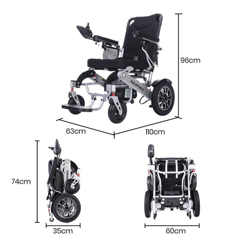 Equipmed Electric Folding Wheelchair, Folding, Motorised, 2X250w, Long Range, Power Mobility Scooter Lightweight