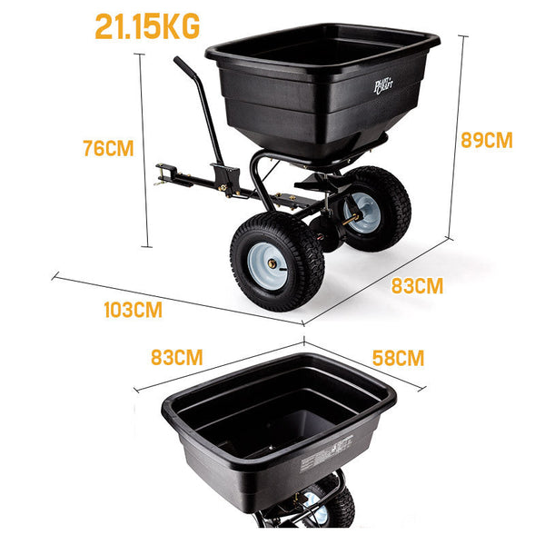 Plantcraft Tow Behind Broadcast Spreader 90Kg 105L Seed Fertiliser Rotary Rotary Tools