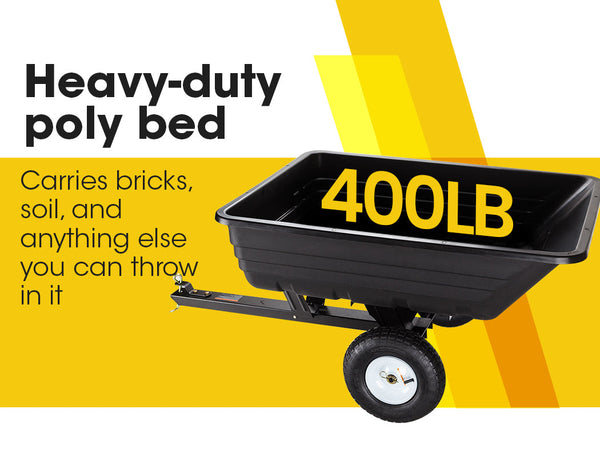 Plantcraft 400Lbs Poly Dump Cart Garden Tip Trailer Tray Tow Quad Atv Ride Wheelbarrows Carts Wagons