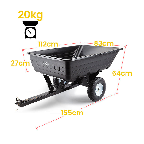 Plantcraft 400Lbs Poly Dump Cart Garden Tip Trailer Tray Tow Quad Atv Ride Wheelbarrows Carts Wagons