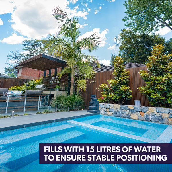 Protege Solar Fountain Water Feature Outdoor 4 Bowl With Led Lights Charcoal Outdoor Fountains