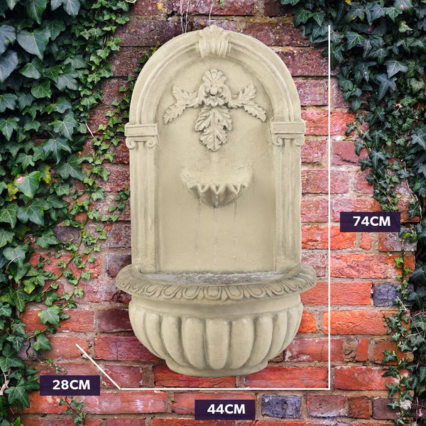 Protege Solar Fountain Water Feature Pump Outdoor Wall Mount Classic With Led Lights Outdoor Fountains
