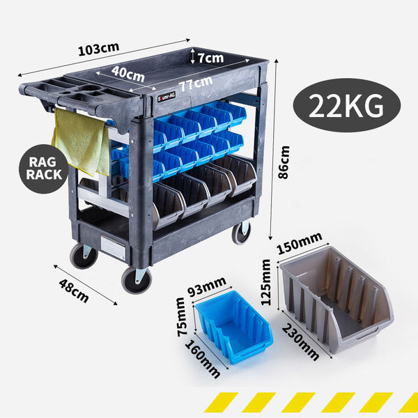 Baumr Ag Baumr Ag Parts Bin Trolley Service Utility Cart Storage Mobile Tool Workshop Tool Storage Organisers