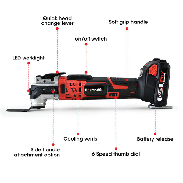 Baumr-Ag 20V Cordless Oscillating Multi-Tool Cutting Saw Battery Sander Kit Lithium