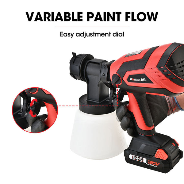 Baumr Baumr-Ag 20V Electric Paint Sprayer Cordless Air Gun Kit, Lithium Battery With Fast Charger