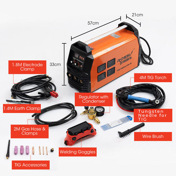 Rossi 160 Amp Inverter Welder Tig Arc Stick Ac/Dc With Accessories (15A Plug) Inverter Welders